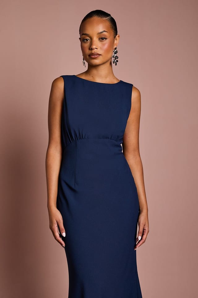Coast Coast Women's Honoured Petite Sleeveless Cowl Back Maxi Bridesmaid Dress in Navy - 2