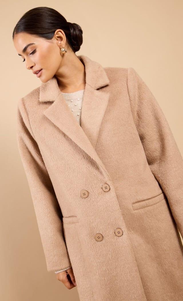 Little Mistress Little Mistress Women's Oatmeal Coat in Beige - 2