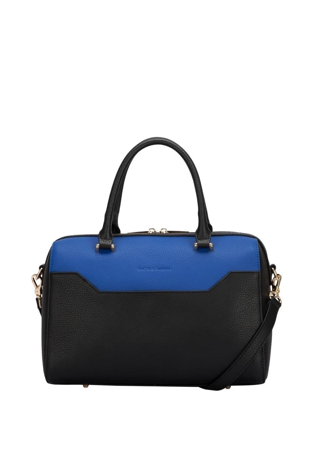 Smith And Canova Smith and Canova Women's Two-Tone Leather Zip Top Grab Bag in Black