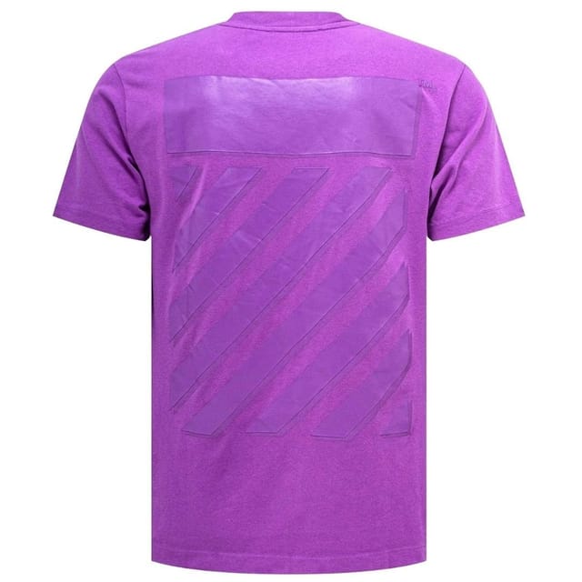 Off-White Off-White Men's Diag Tab Slim Fit Orchird Purple T-Shirt in White - 2