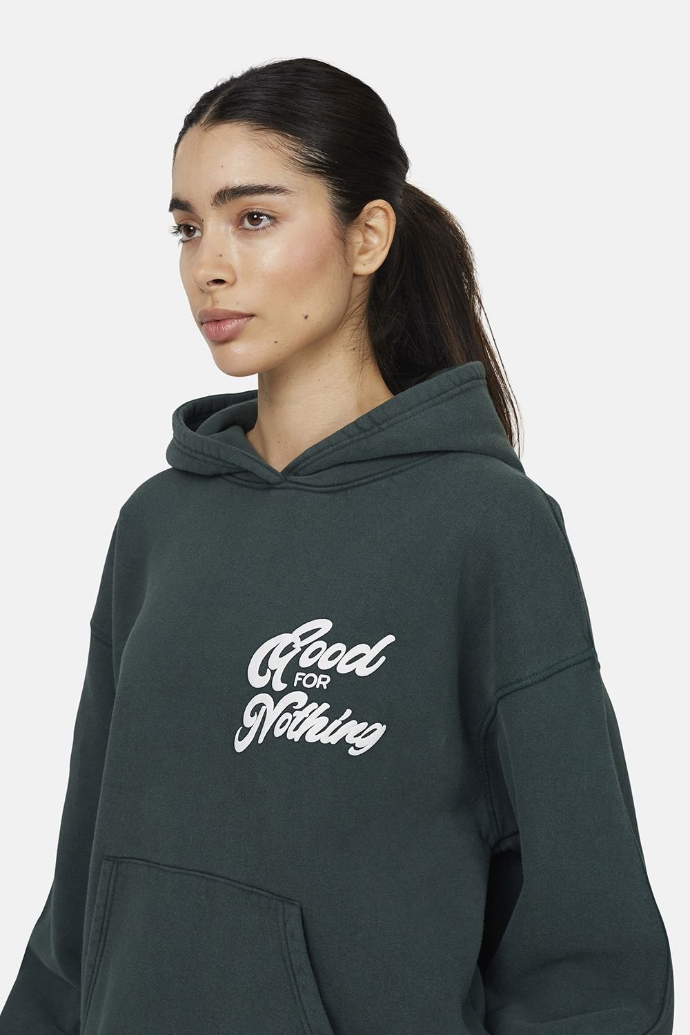 Good For Nothing Good For Nothing Women's Relaxed Hoodie in Green - 3