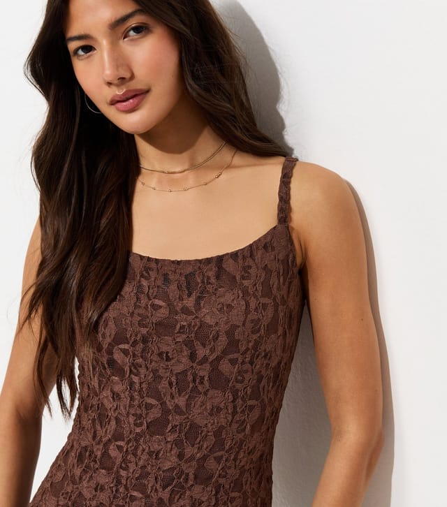 New Look Women's Dark Brown Floral Lace Strappy Midi Dress New Look - 2