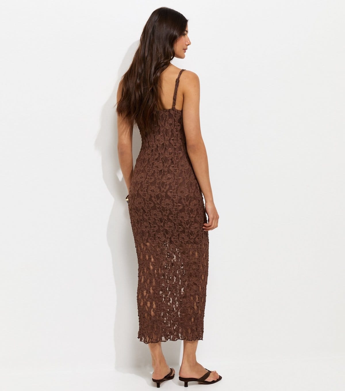 New Look Women's Dark Brown Floral Lace Strappy Midi Dress New Look - 4