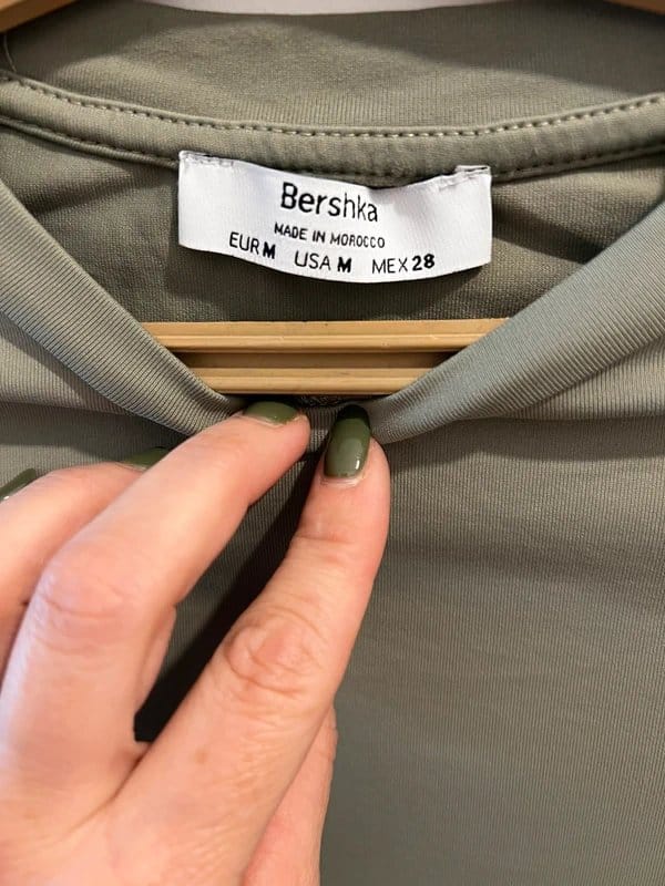 Bershka Khaki Ribbed Long Sleeve Bodysuit
