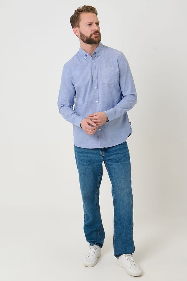 Saltwell Saltwell Men's Long Sleeve Oxford Shirt in Blue - 3