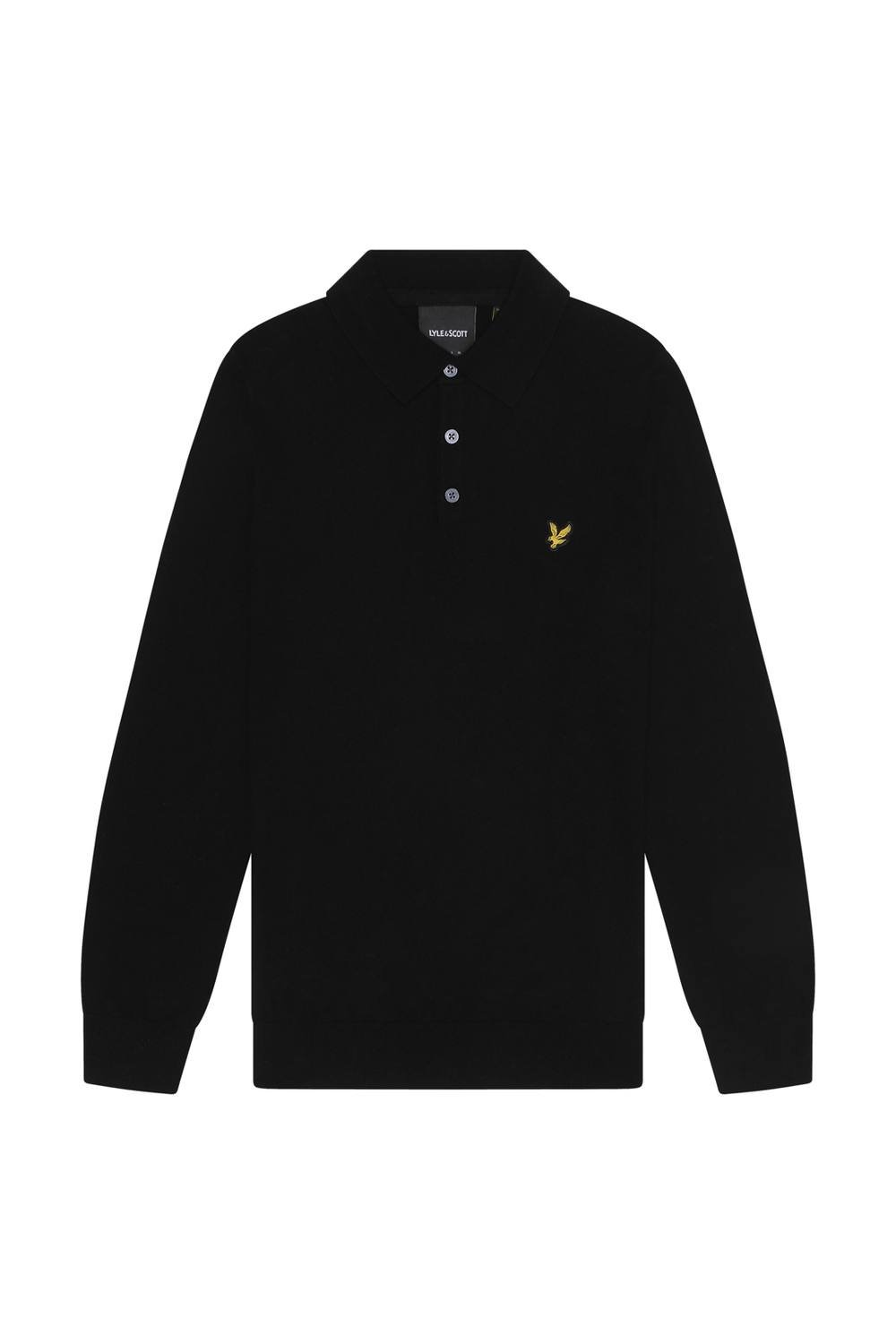 Lyle & Scott Lyle & Scott Men's Cotton Merino Long Sleeve Knitted Polo Jet Black - 1