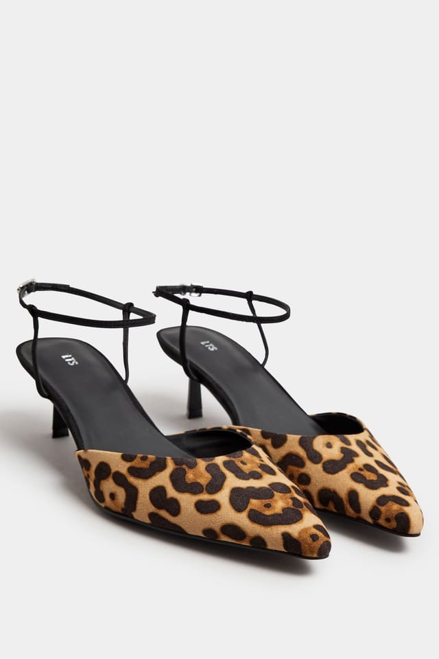 Long Tall Sally Long Tall Sally Women's Leopard Print Kitten Heels in Brown - 2