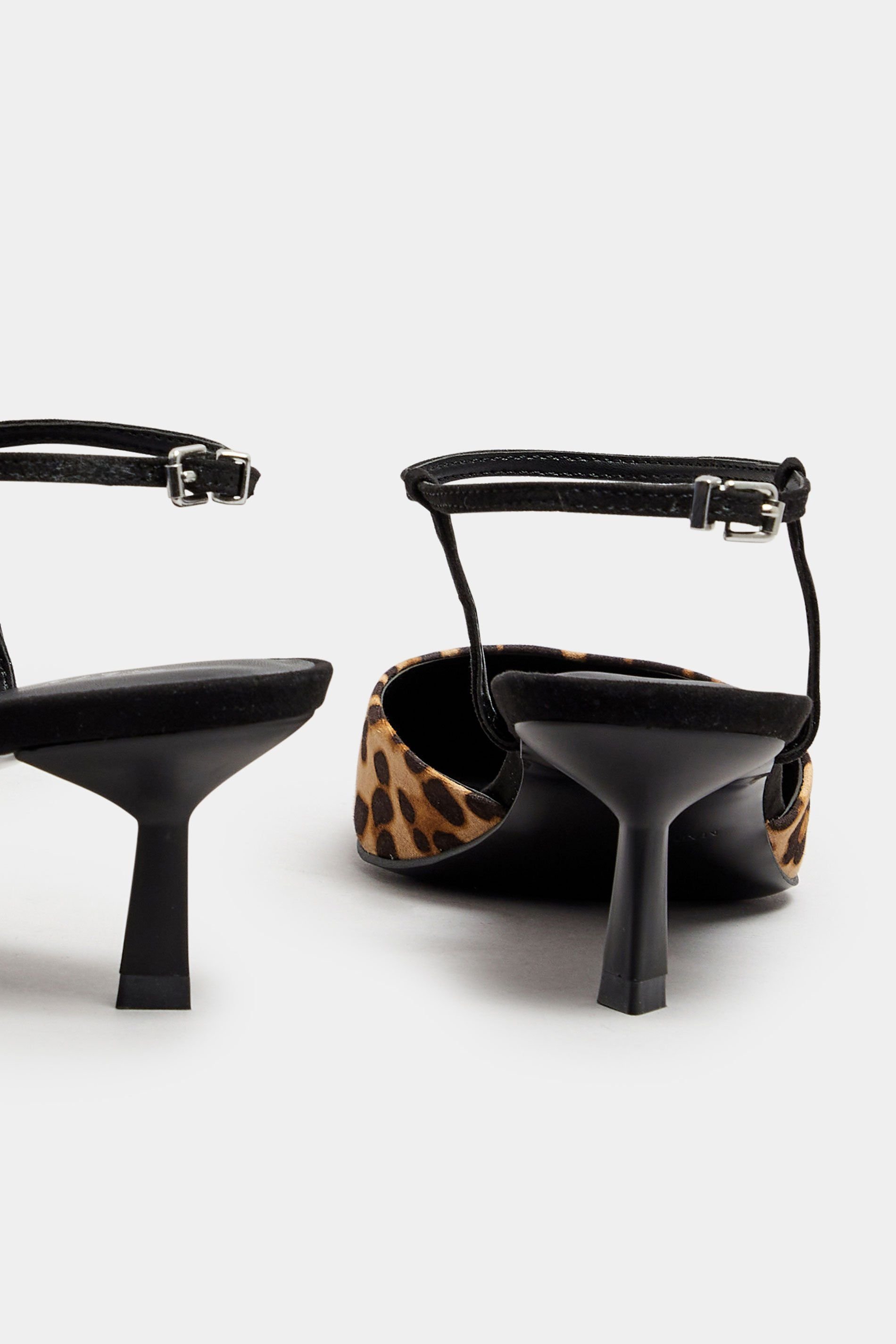 Long Tall Sally Long Tall Sally Women's Leopard Print Kitten Heels in Brown - 4