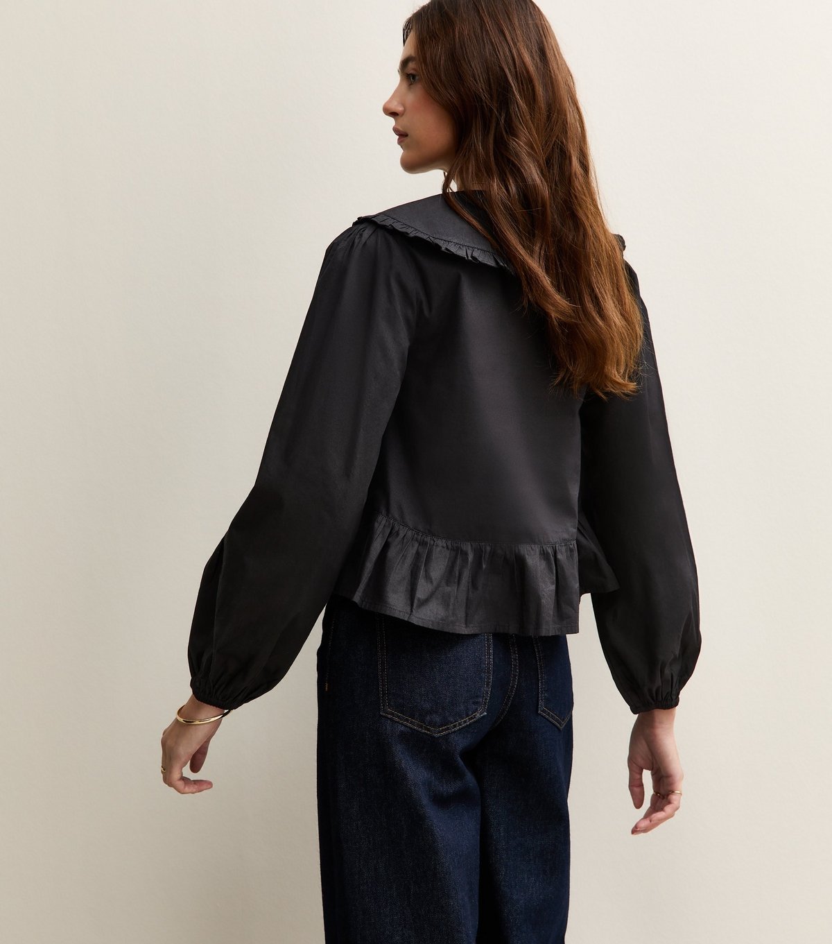 New Look Women's Black Lace Insert Oversized Collar Shirt New Look - 4