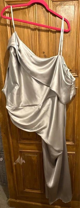 ASOS ASOS Luxe silver asymmetrical top BNWT size 24