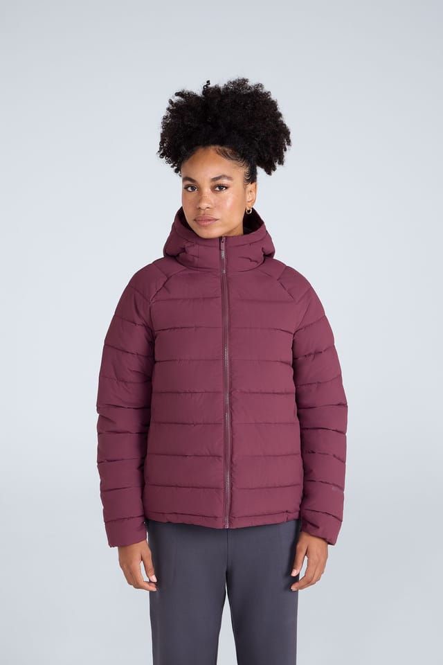 Animal Animal Women's 'Light Cloud Cosi' Water Resistant Zipped Pockets Cosy Padded Jacket in Burgundy - 2