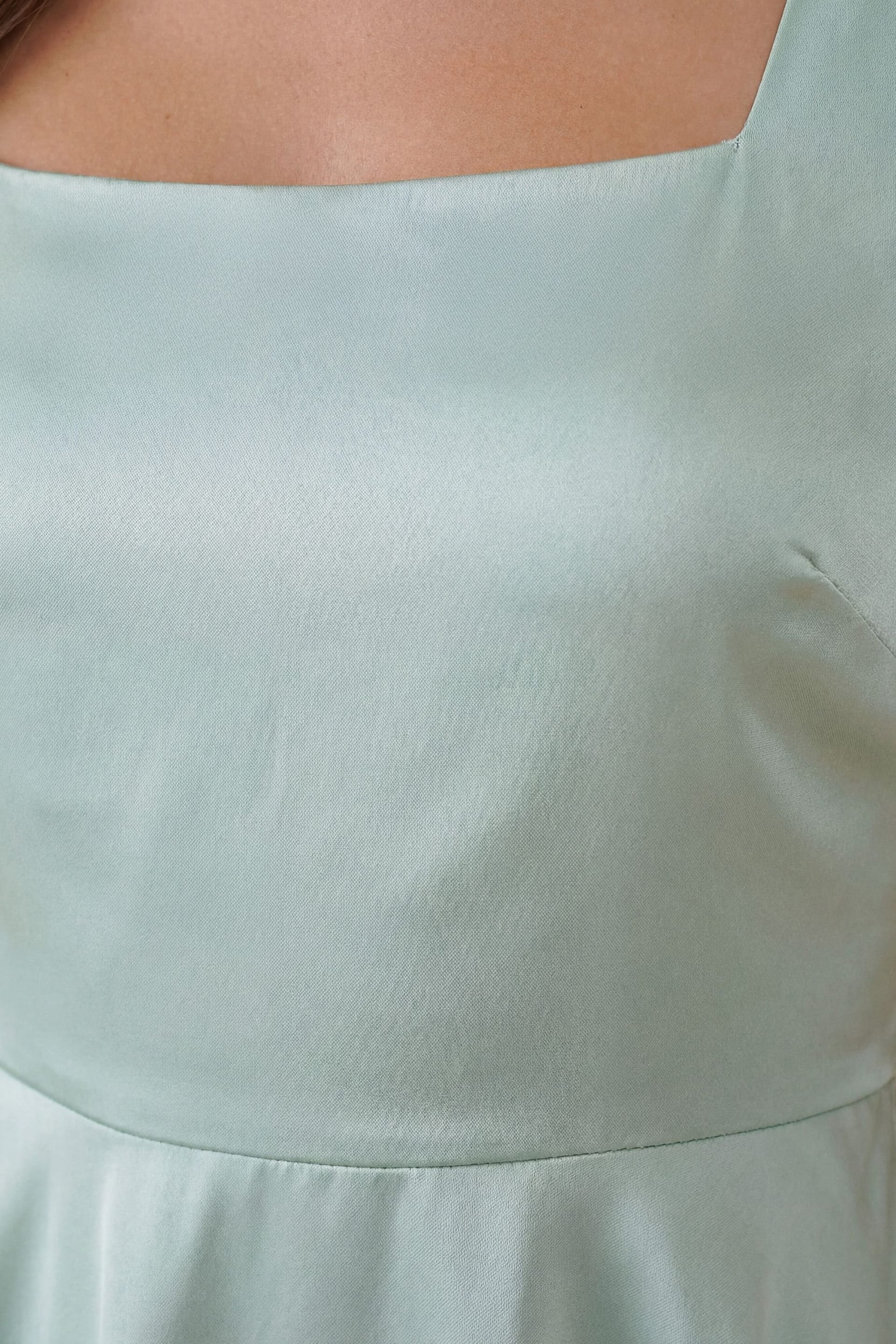 Oasis Oasis Women's Satin Tie Shoulder Bridesmaid Maxi Dress in Sage - 4