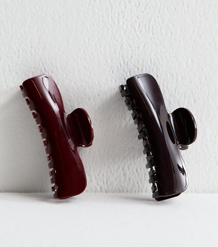 New Look Red Pack Of 2 Shiny Rectangular Hair Clips New Look - 1