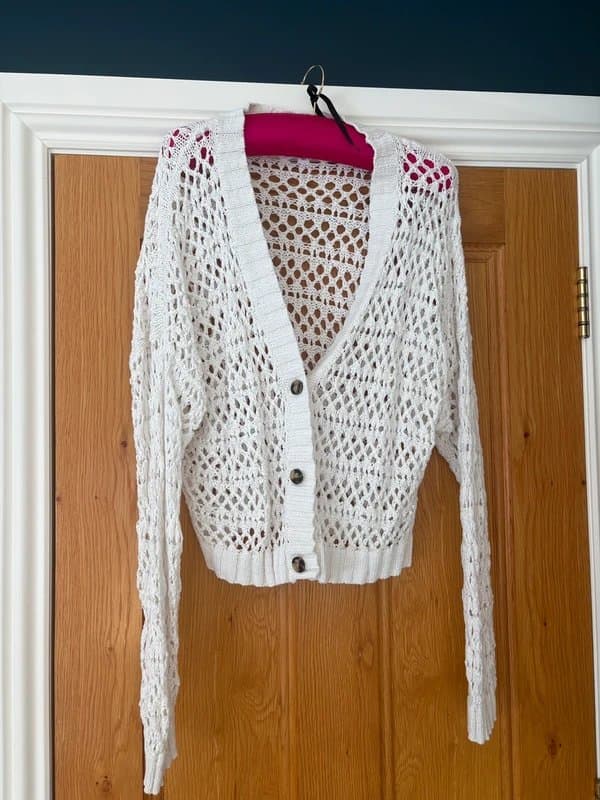 Topshop Topshop white crochet cardigan size L