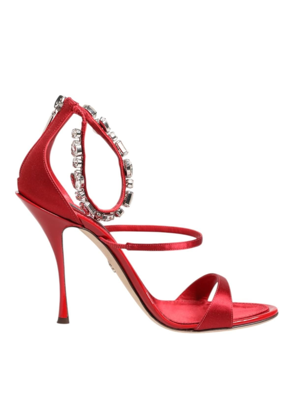 Dolce & Gabbana Dolce & Gabbana Women's Red Satin Crystals Keira Sandals Heels Shoes - 2
