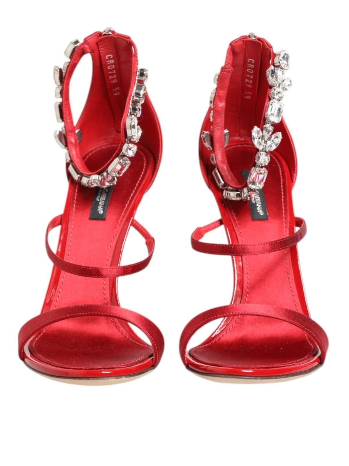 Dolce & Gabbana Dolce & Gabbana Women's Red Satin Crystals Keira Sandals Heels Shoes - 3