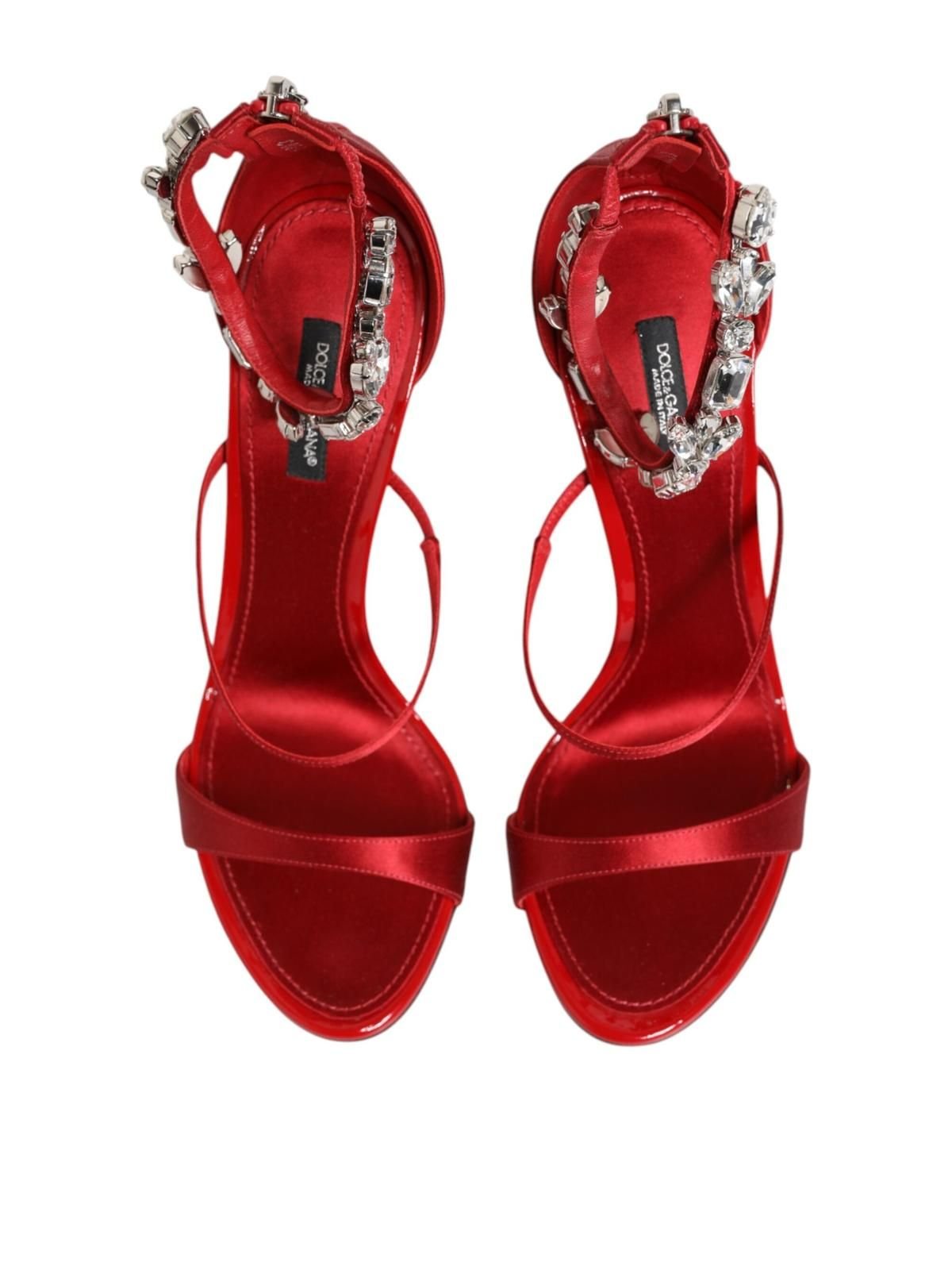 Dolce & Gabbana Dolce & Gabbana Women's Red Satin Crystals Keira Sandals Heels Shoes - 4