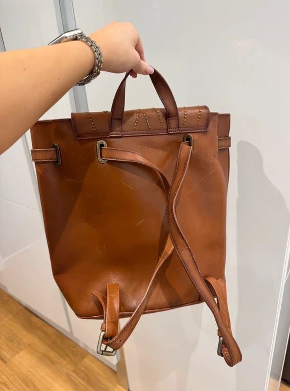 And/Or AND/OR Brown Leather Studded Backpack / Rucksack – Boho Style