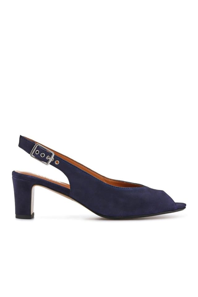 Jones Bootmaker Jones Bootmaker Women's Xiomara Leather Slingback Court Shoes in Navy - 2