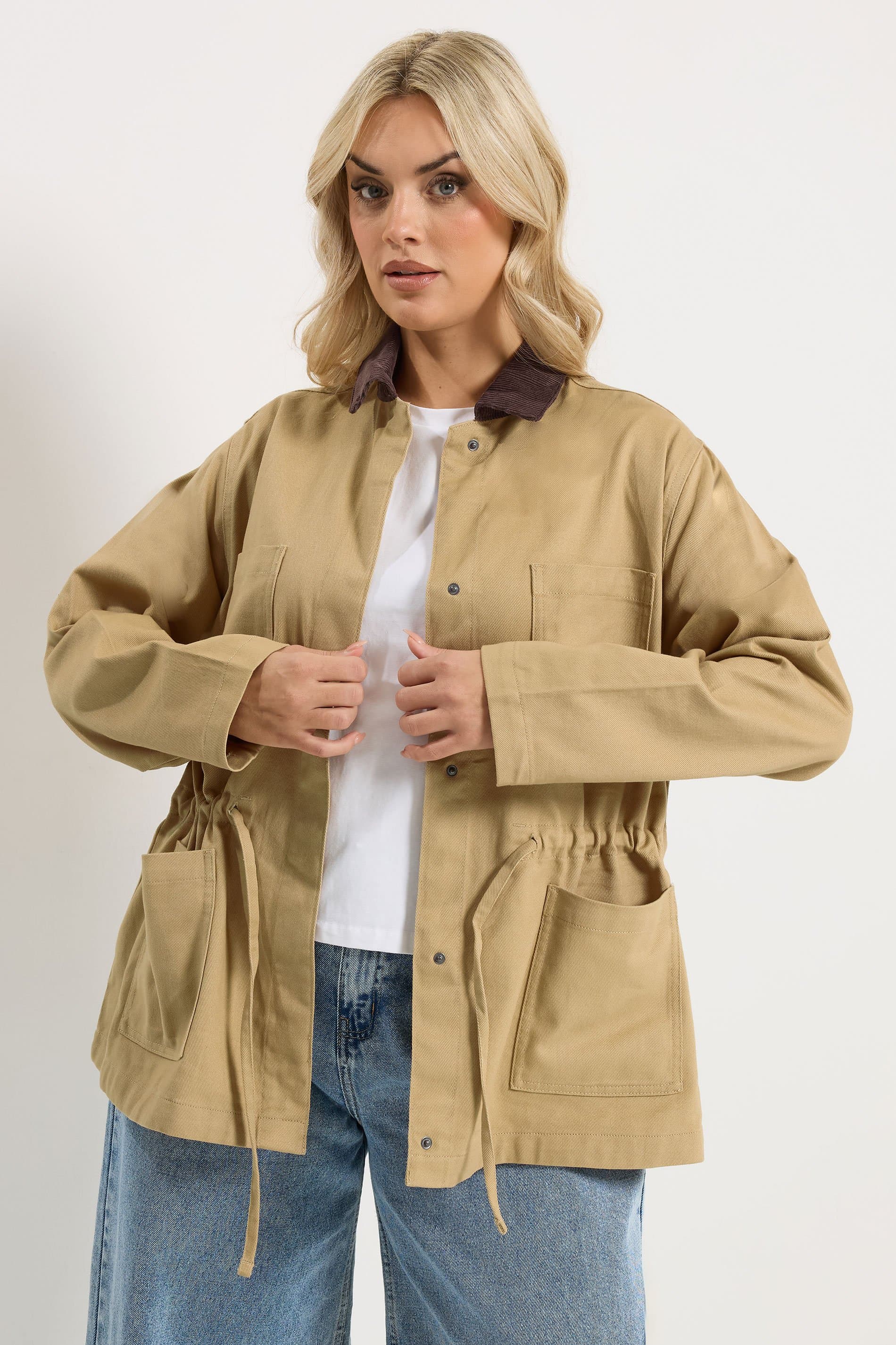 Yours Plus Size Stone Brown Carpenter Jacket