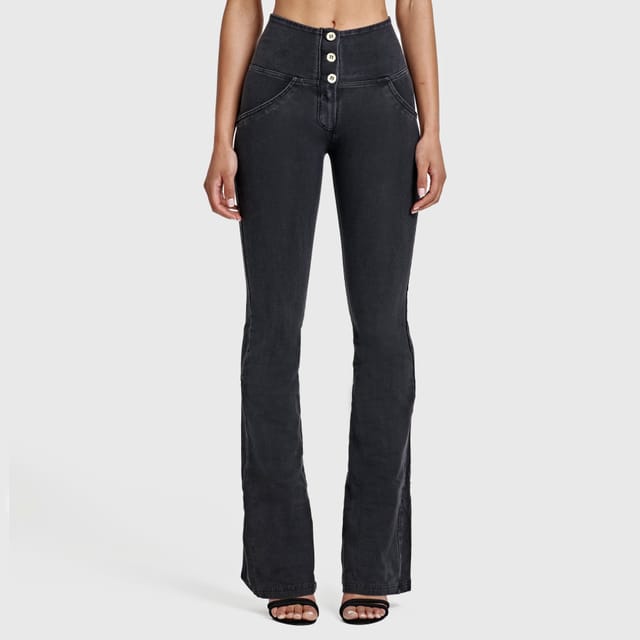 Freddy Freddy Women's WR.UP Denim High Waisted Bell Bottom Flare Jeans in Black - 2