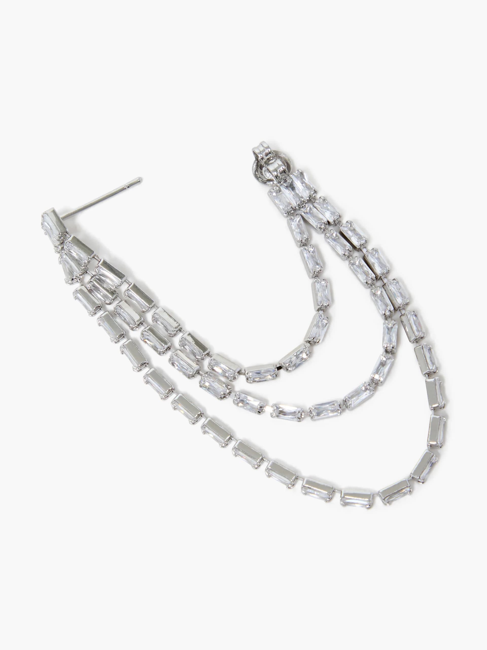 French Connection French Connection Silver Fringe Crystal Earrings
