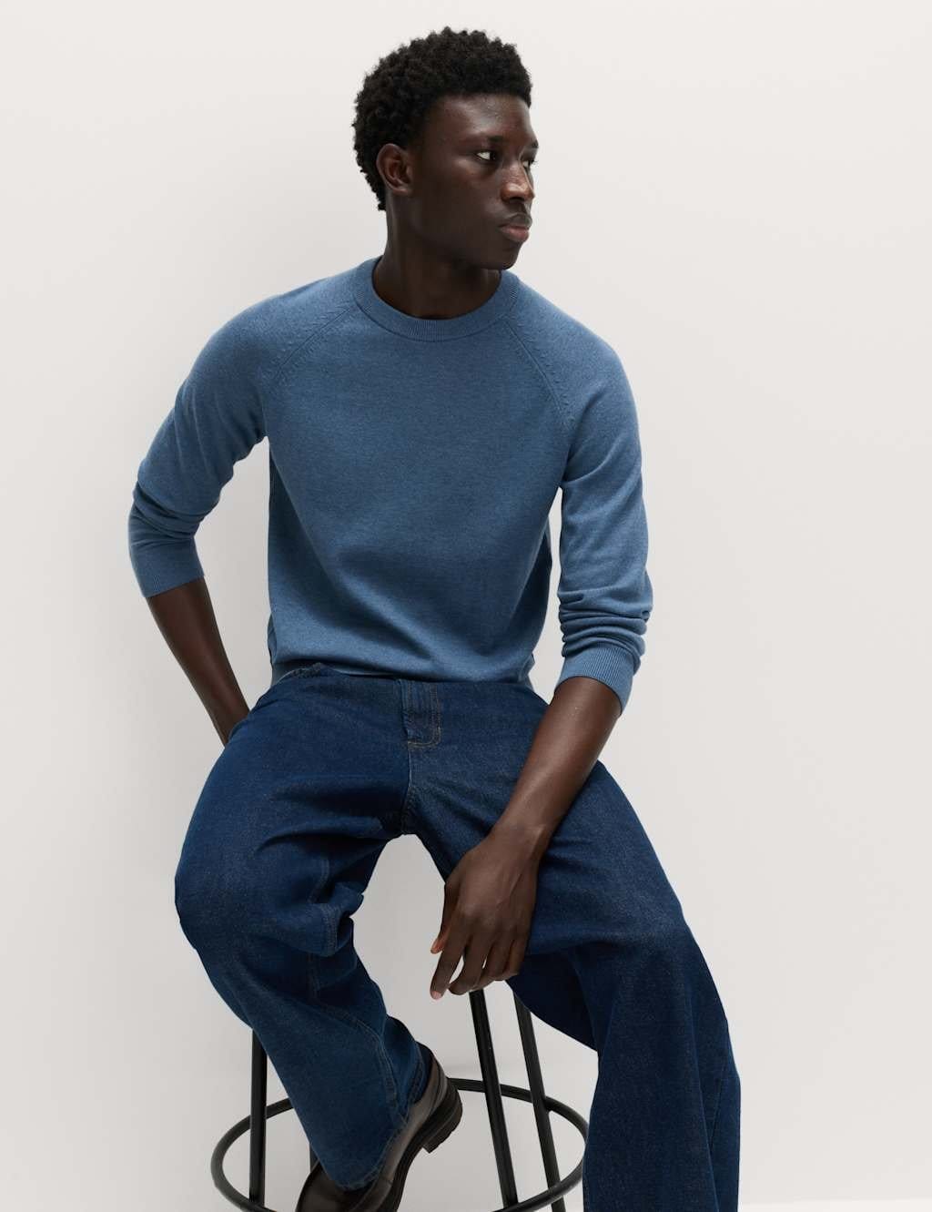 M&S Light Denim Crew Neck Jumper