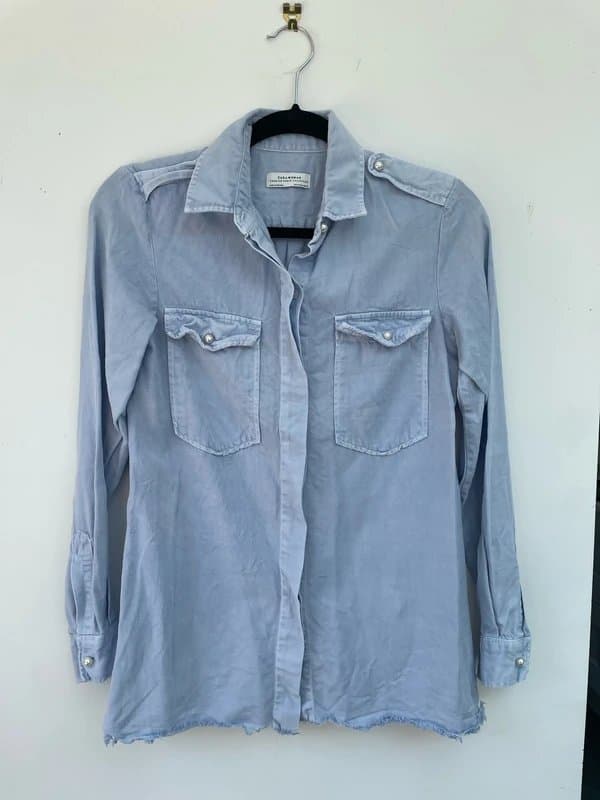 Zara Zara denim/chambray shirt with Pearl buttons 8