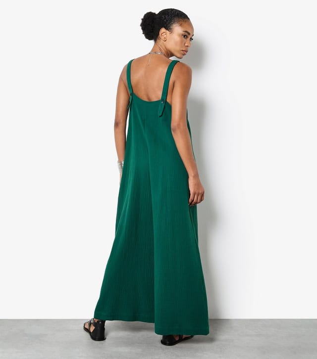 Apricot Women's Green Cotton Wide Leg Woven Jumpsuit Apricot New Look - 3