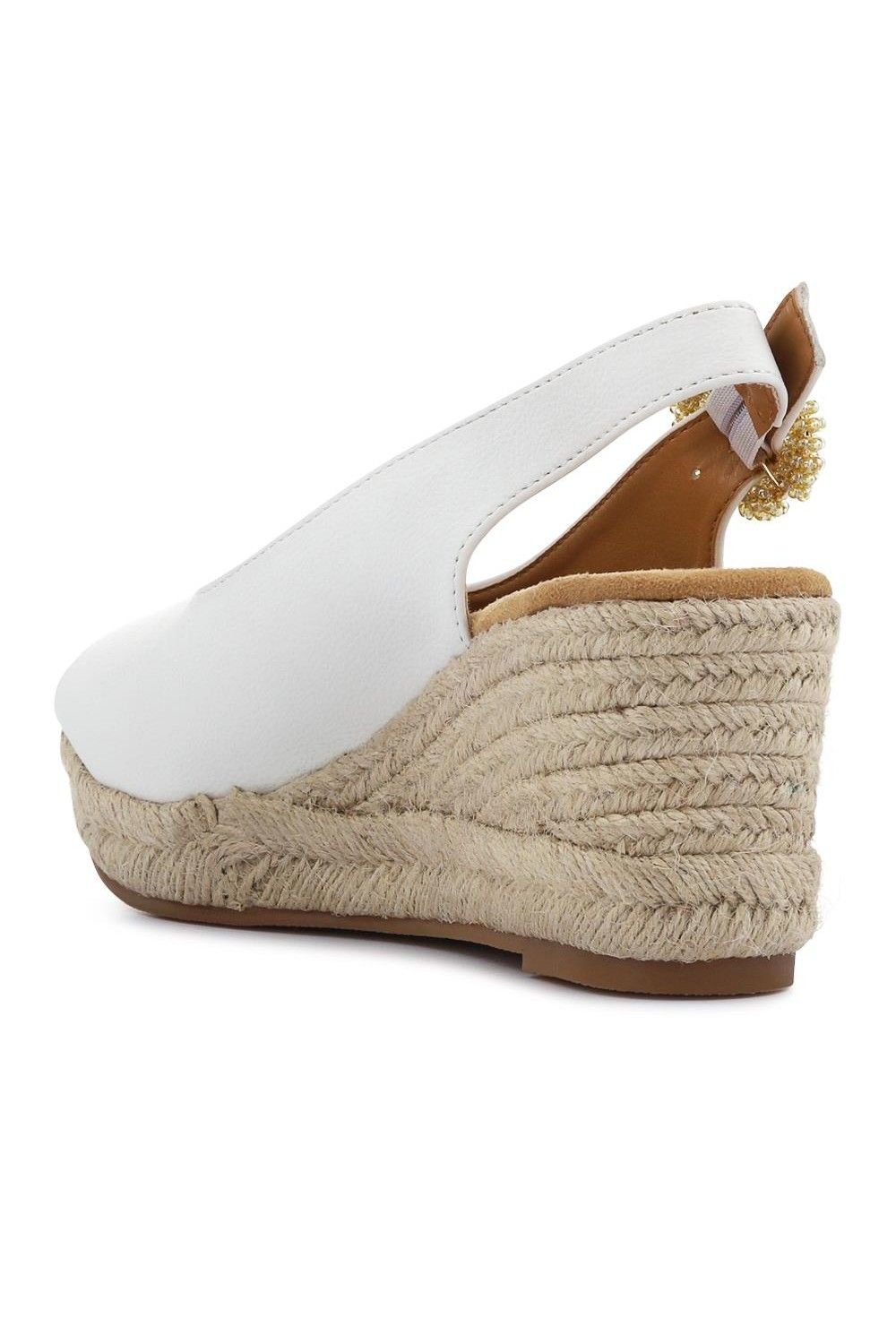 Pavers Pavers Women's Buckle Fastening Wedge Espadrilles in White - 3