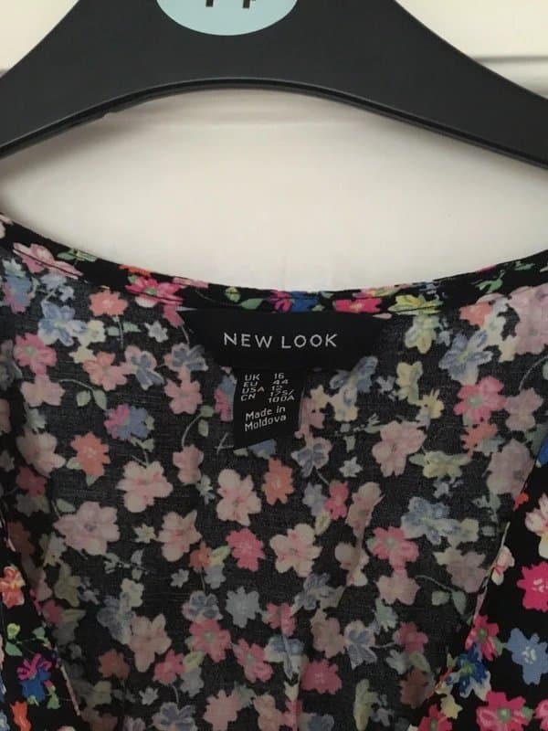 New Look Multi flower black corset back dress