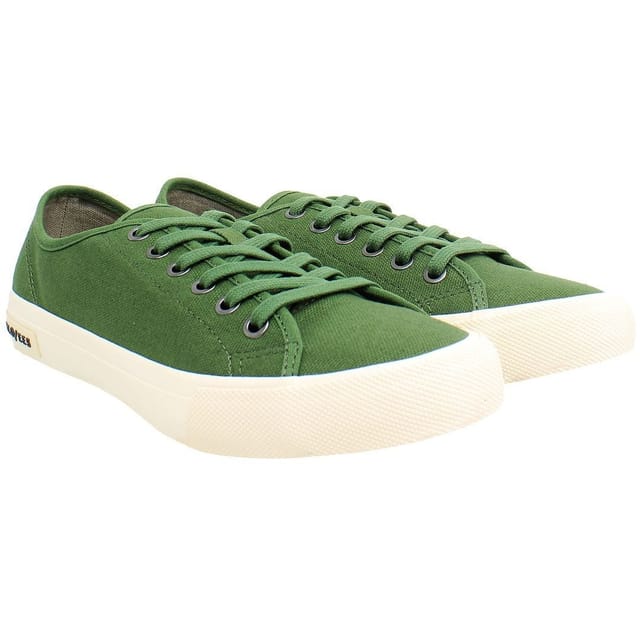 Seavees Seavees Men's Monterey Sneaker Standard Lace-Up Green Canvas Plimsolls - 2