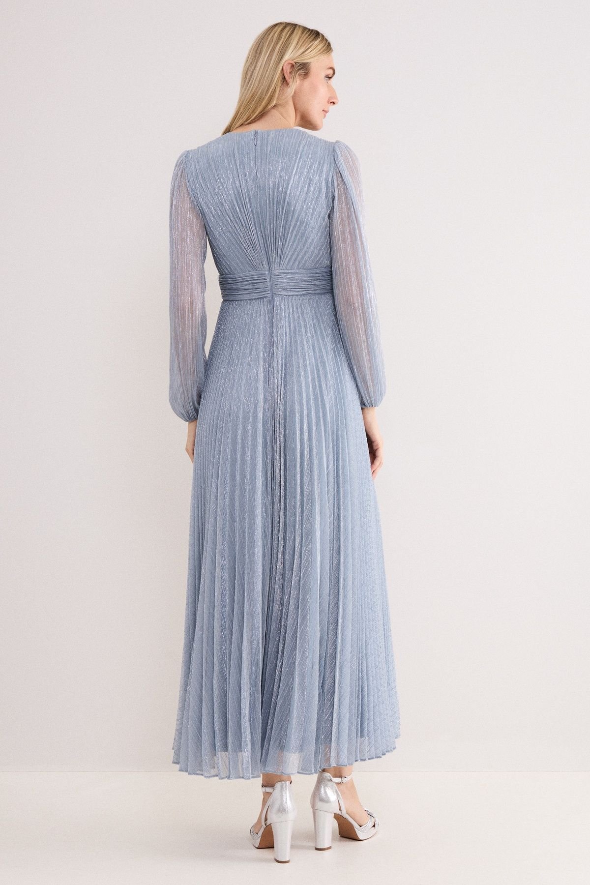 Phase Eight Phase Eight Women's Harper V-Neck pleated Maxi Dress in Pale Blue - 3