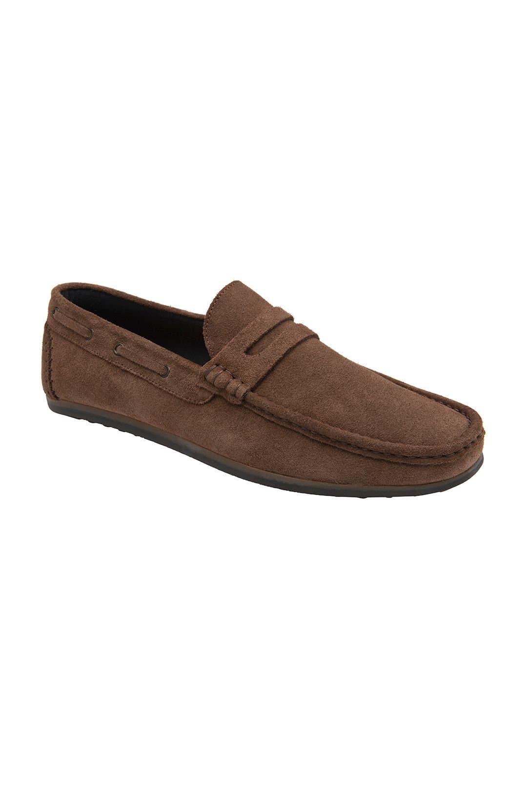Frank Wright Frank Wright Men's Suede 'Duggan' Penny Loafers in Taupe