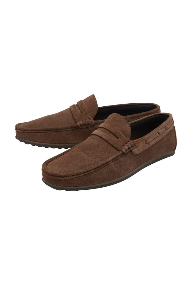 Frank Wright Frank Wright Men's Suede 'Duggan' Penny Loafers in Taupe - 2