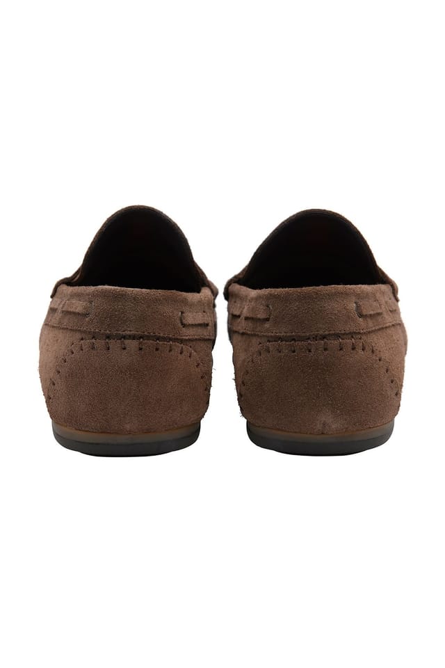 Frank Wright Frank Wright Men's Suede 'Duggan' Penny Loafers in Taupe - 3