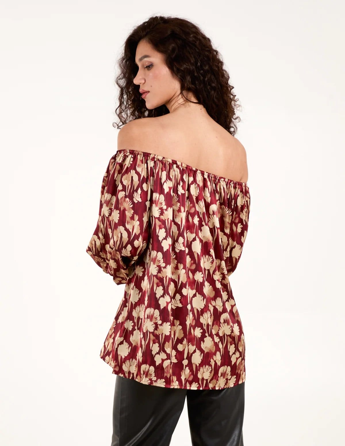 Blue Vanilla Floral Ruched Sleeve Bardot - 4