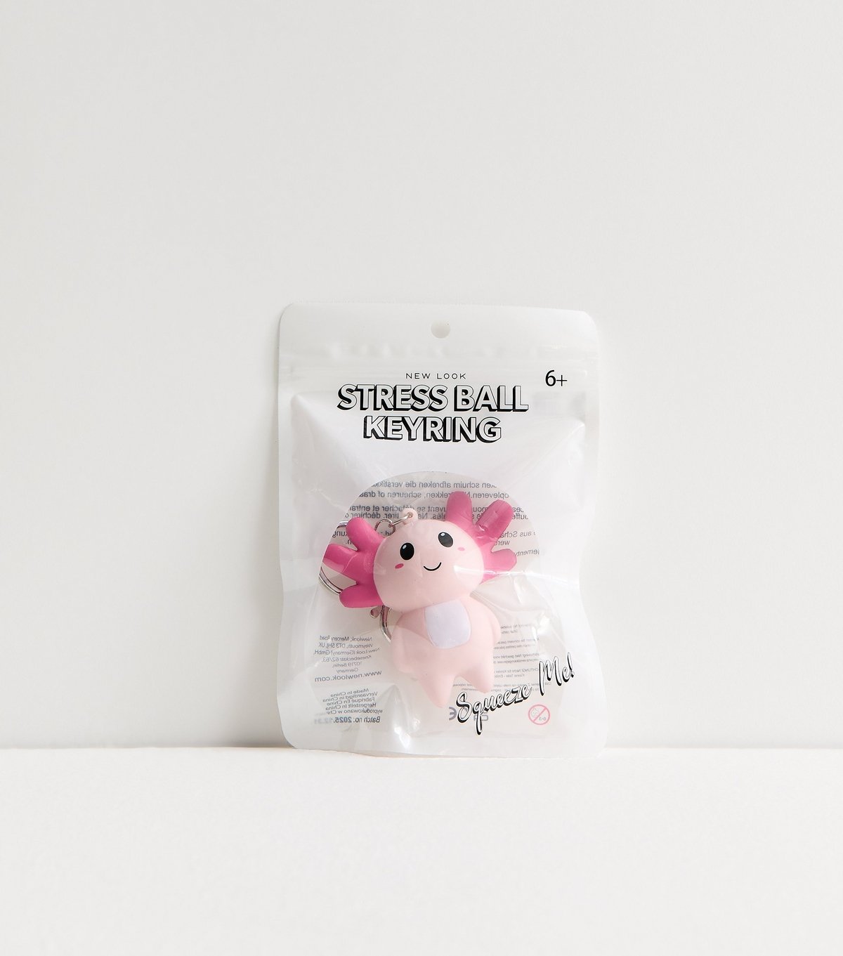 New Look Pink Axolotl Foam Stress Ball Key Ring New Look - 2