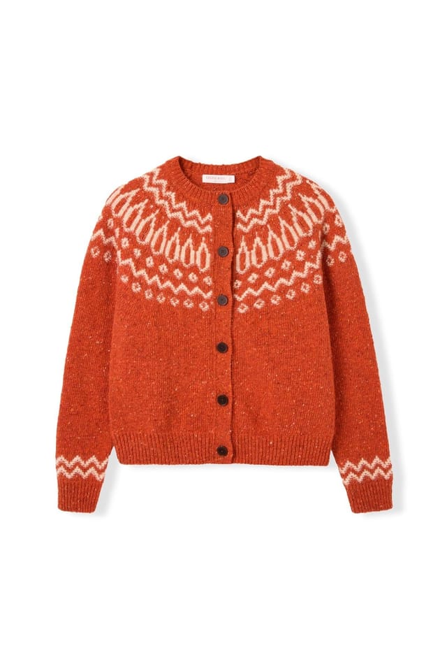 Celtic & Co Celtic & Co Women's Donegal Two Colour Fair Isle Cardigan in Burnt Orange - 2