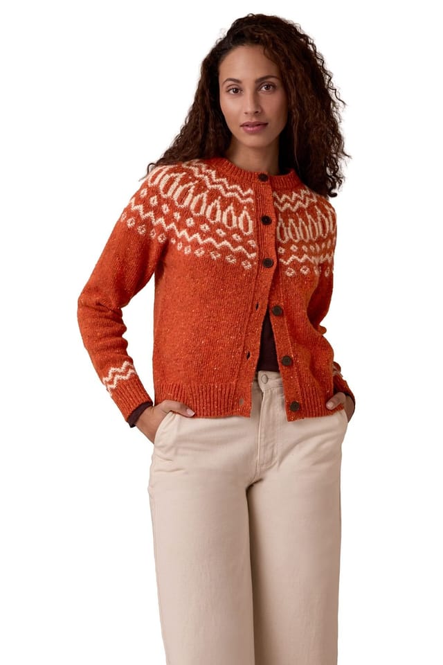 Celtic & Co Celtic & Co Women's Donegal Two Colour Fair Isle Cardigan in Burnt Orange - 3