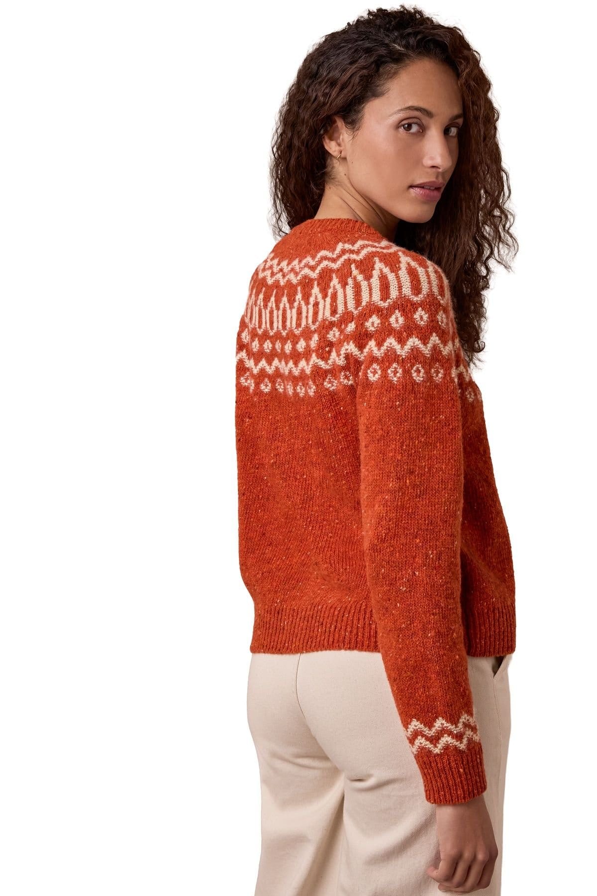 Celtic & Co Celtic & Co Women's Donegal Two Colour Fair Isle Cardigan in Burnt Orange - 4