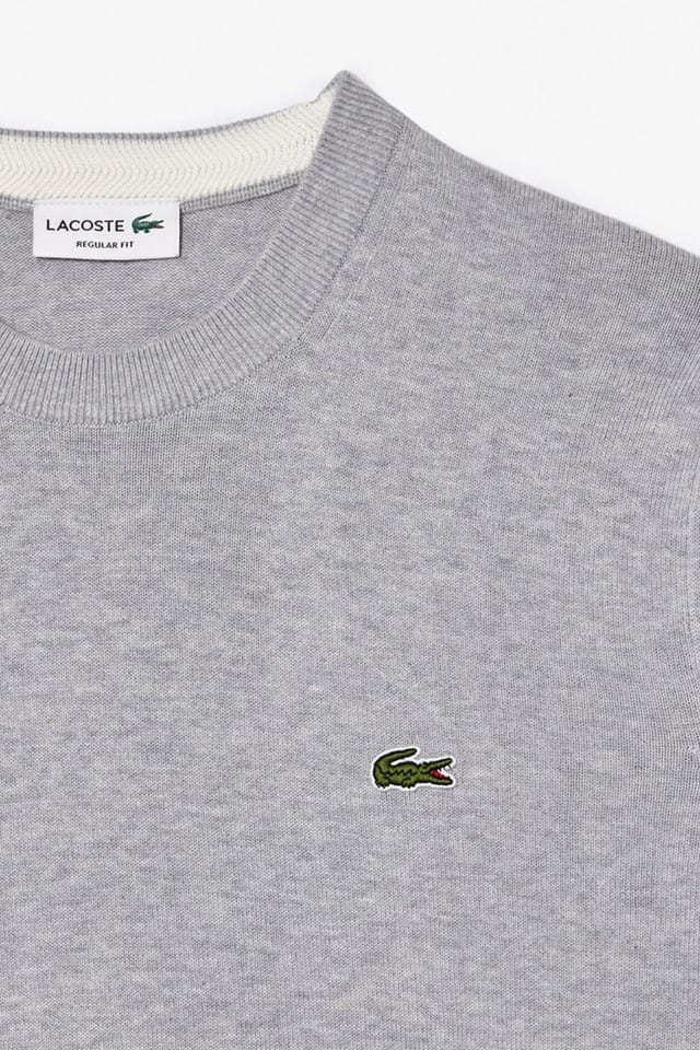 Lacoste Lacoste Men's Crew Neck Knit Jumper Silver Chine in Grey - 2