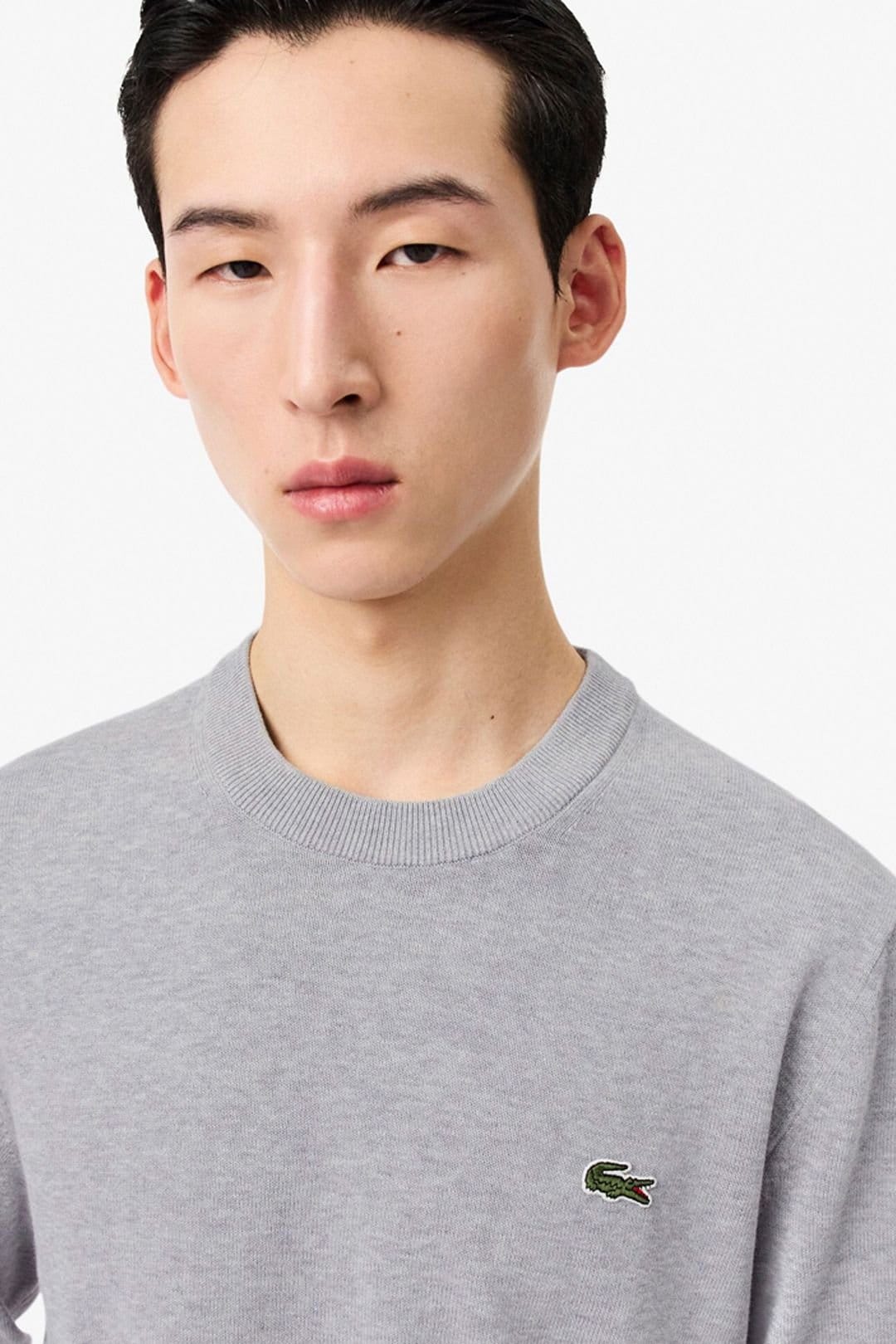 Lacoste Lacoste Men's Crew Neck Knit Jumper Silver Chine in Grey - 4