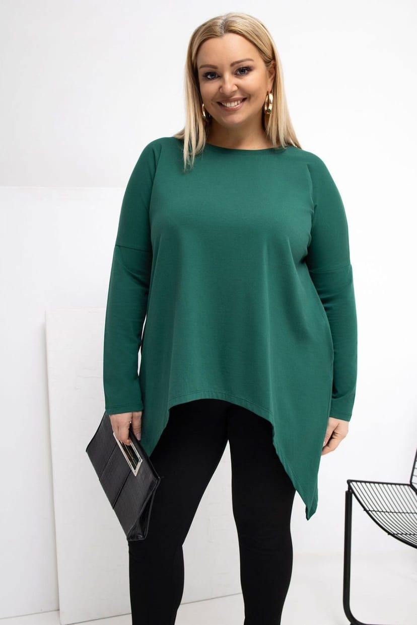Love Lace Love Lace Women's Plus Size Cotton Elastane Tunic Blouse in Green - 1