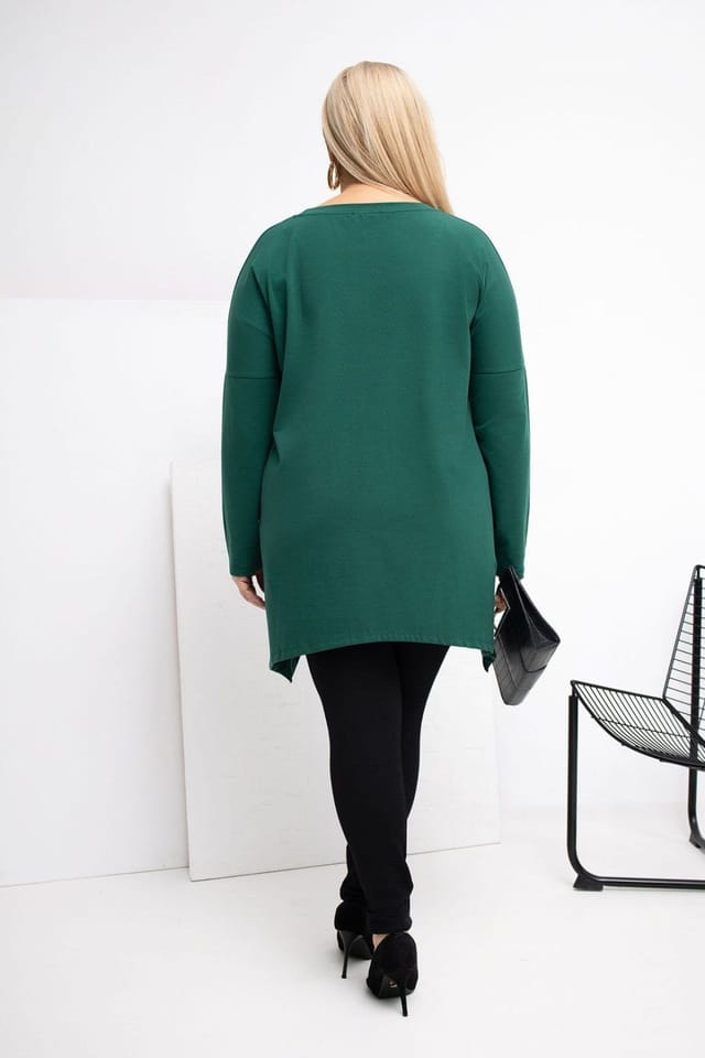 Love Lace Love Lace Women's Plus Size Cotton Elastane Tunic Blouse in Green - 3