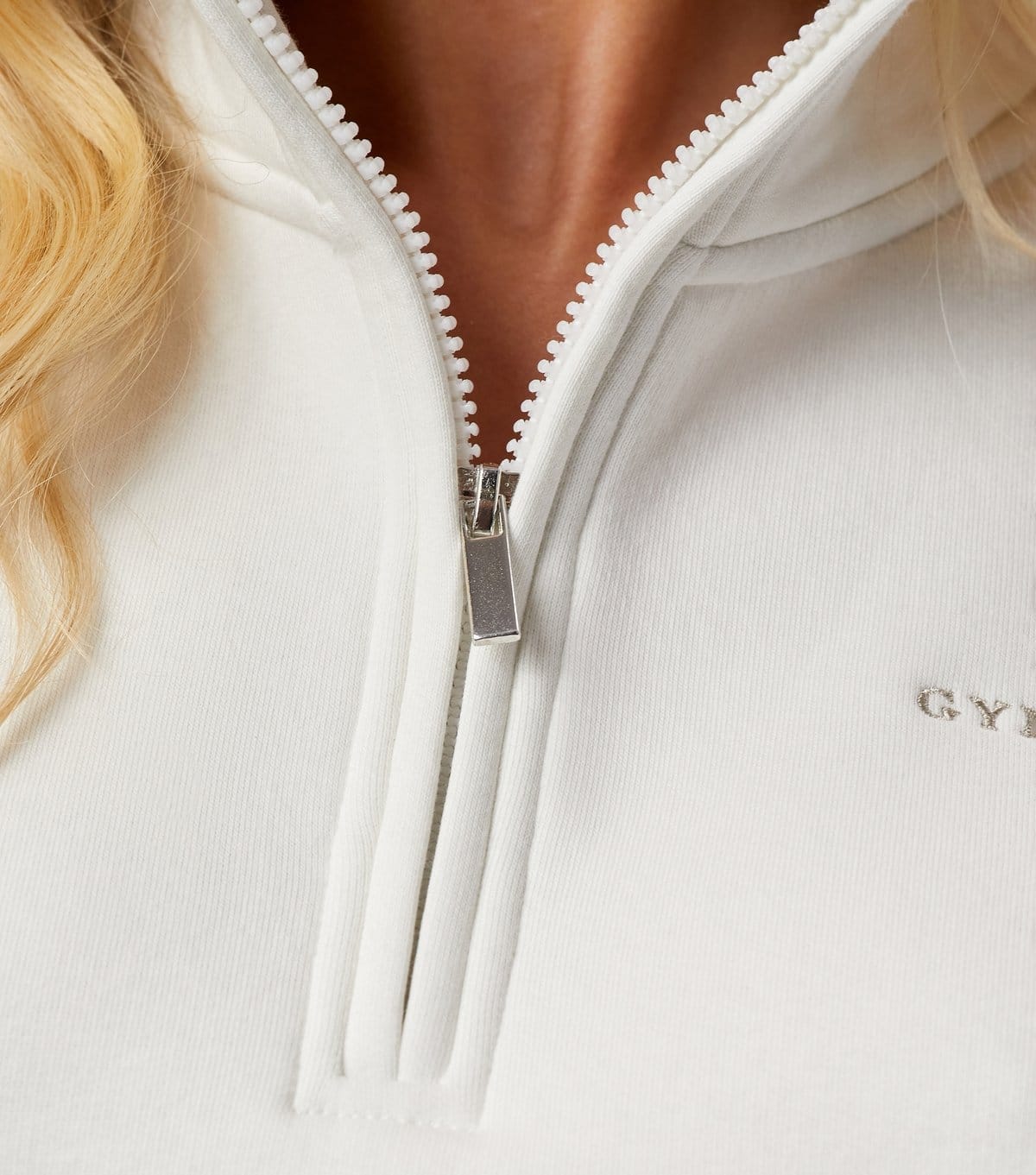 Gym King Women's Cream Quarter Zip Sweatshirt Gym King New Look - 4
