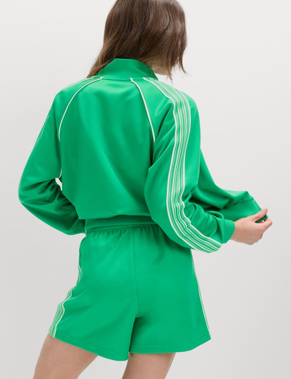 Marks & Spencer M&S Cotton Rich Side Stripe Shorts Bright Green - 2