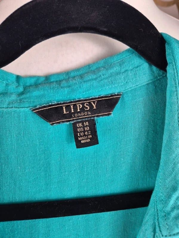 Lipsy lipsy turquoise beach cover up shirt size 14 s225