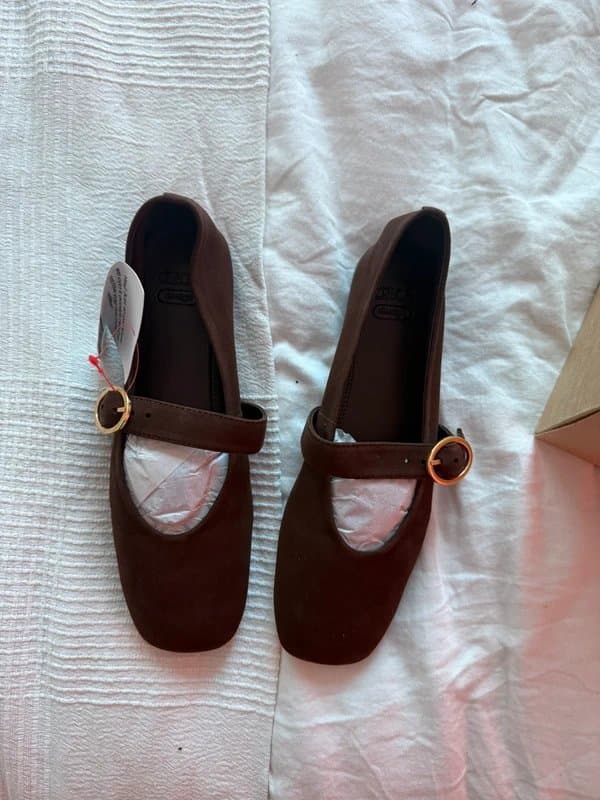 ASOS ASOS leather Mary Jane ballet flat - brown suede leather