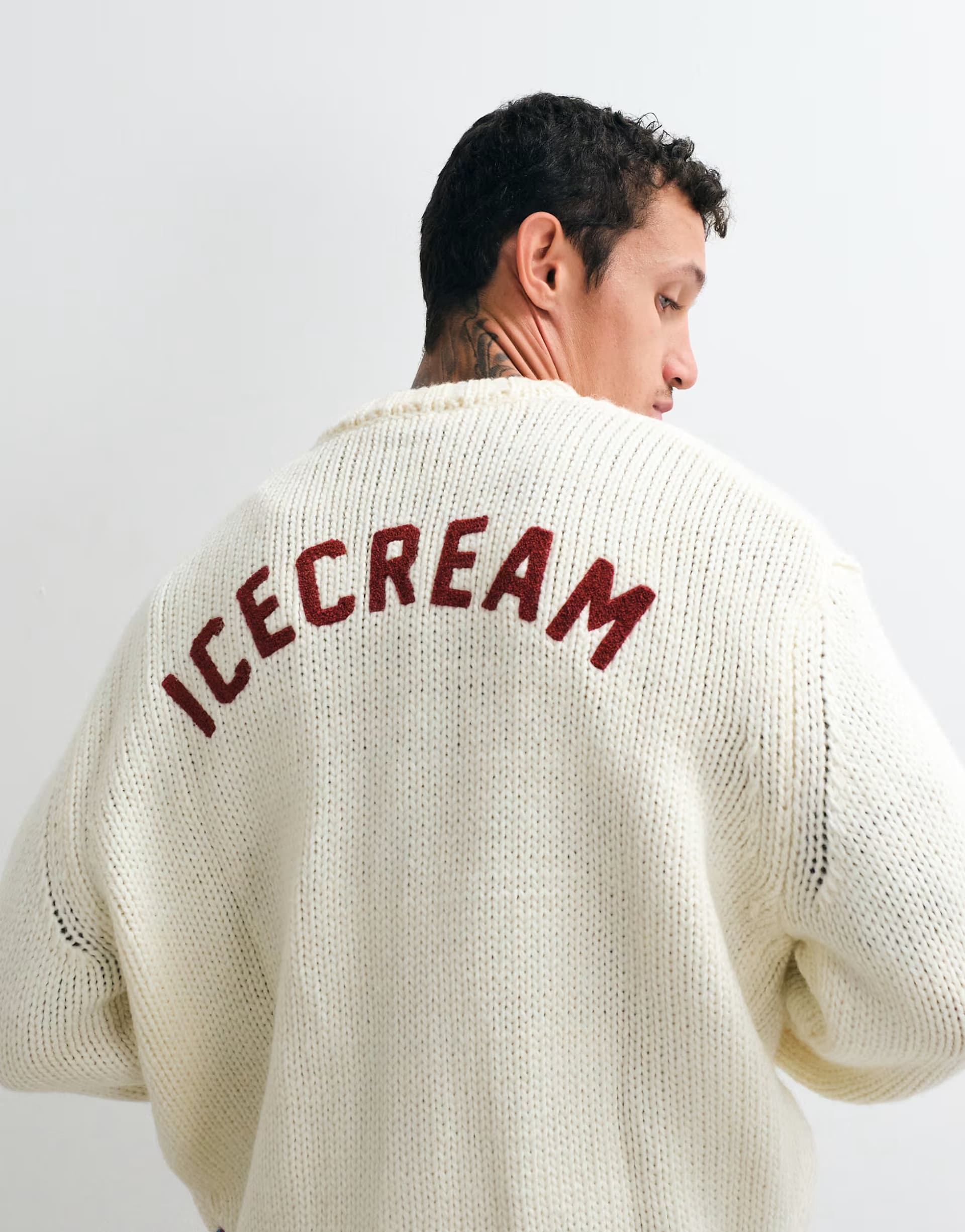 ASOS ASOS White Knitted Cardigan With Back Print